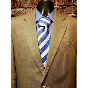 Jos. A. Bank Men 2 Piece Suit 40R/34R Beige Cotton Wool With Pants